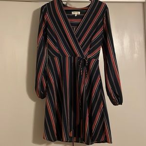 Faux wrap mid length dress.